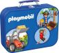 Preview: 2 x 60 + 2 x 100 Teile Schmidt Spiele Kinder Puzzle Playmobil Puzzle-Box blau Metallkoffer 55599