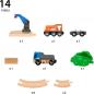 Preview: Brio World Eisenbahn Starter Set Güterzug mit Kran A 14 Teile 36028