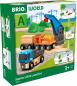 Preview: Brio World Eisenbahn Starter Set Güterzug mit Kran A 14 Teile 36028