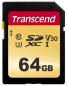 Preview: Transcend SDXC Karte 64GB Speicherkarte 500S UHS-I U3 4K V30 Class 10