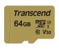 Preview: Transcend Micro SDXC Karte 64GB Speicherkarte 500S UHS-I U3 4K V30 Class 10