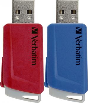 Verbatim USB Stick 32GB Speicherstick Store'n'Click rot, blau USB 3.2 2er Pack