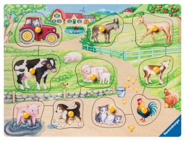 10 Teile Ravensburger Kinder Holz Puzzle my first wooden Morgens auf dem Bauernhof 03689