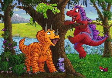 2 x 24 Teile Ravensburger Kinder Puzzle Spielende Dinos 05030