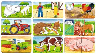 9 x 2 Teile Ravensburger Kinder Puzzle my first puzzles Auf dem Bauernhof 07333