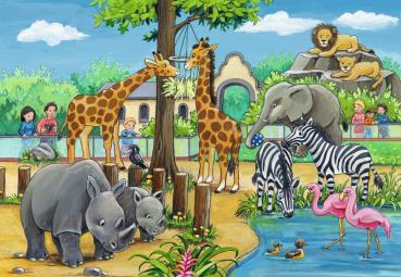 2 x 24 Teile Ravensburger Kinder Puzzle Willkommen im Zoo 07806