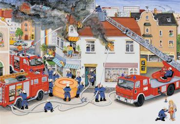 2 x 24 Teile Ravensburger Kinder Puzzle Bei der Feuerwehr 08851