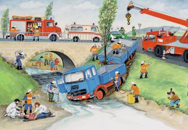 2 x 24 Teile Ravensburger Kinder Puzzle Bei der Feuerwehr 08851