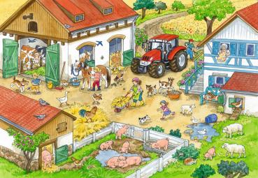 2 x 24 Teile Ravensburger Kinder Puzzle Fröhliches Landleben 09195