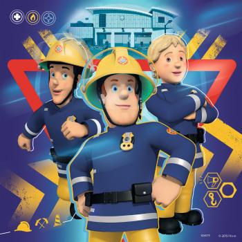 3 x 49 Teile Ravensburger Kinder Puzzle Feuerwehrmann Sam Bei Gefahr Sam rufen 09386