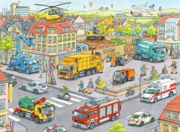 100 Teile Ravensburger Kinder Puzzle XXL Fahrzeuge in der Stadt 10558