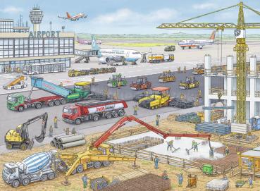 100 Teile Ravensburger Kinder Puzzle XXL Baustelle am Flughafen 10624