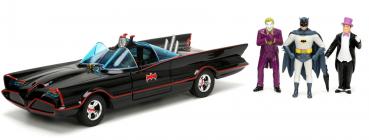 Jada Modellauto Hollywood Rides Batman 1966 Class. Batmobile Deluxe mit 3 Figuren 1:24 253215011