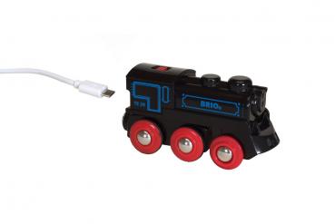 Brio World Eisenbahn Lok Schwarze Akku-Lok mit Mini-USB 33599