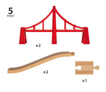 Brio World Eisenbahn Brücke Hängebrücke 5 Teile 33683