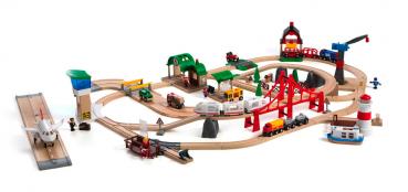 Brio World Eisenbahn Set Großes Premium Set in Kunststoffbox 106 Teile 33766