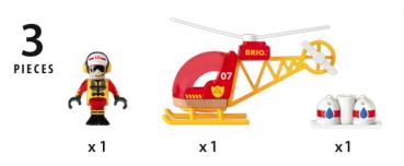 Brio World Eisenbahn Hubschrauber Feuerwehr Hubschrauber 3 Teile 33797