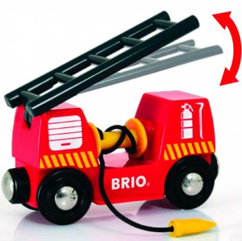 Brio World Eisenbahn Fahrzeug Feuerwehr Leiterfahrzeug mit Licht und Sound 3 Teile 33811