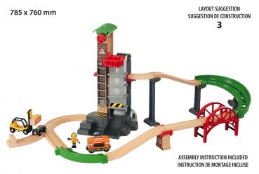 Brio World Eisenbahn Set Großes Lagerhaus-Set mit Aufzug 32 Teile 33887