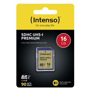 Intenso SDHC Karte 16GB Speicherkarte UHS-I Premium 90 MB/s Class 10