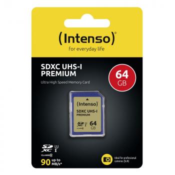 Intenso SDXC Karte 64GB Speicherkarte UHS-I Premium 90 MB/s Class 10