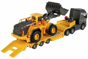 Majorette Spielzeugauto Baustelle Tieflader und Radlader Grand Series Volvo Truck 213726000