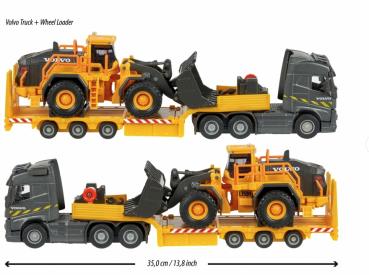 Majorette Spielzeugauto Baustelle Tieflader und Radlader Grand Series Volvo Truck 213726000