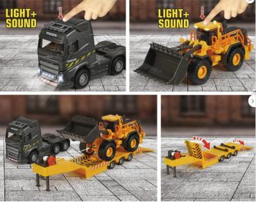 Majorette Spielzeugauto Baustelle Tieflader und Radlader Grand Series Volvo Truck 213726000