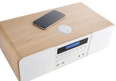 Thomson Bluetooth Kompaktanlage MIC201IBT USB MP3 Qi-Charger Radio Holz weiß TH368215