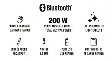 Bigben Bluetooth portabler Lautsprecher Party Box L Disco Licht Mikrofon AU387216