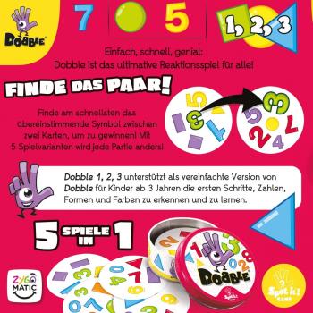 Zygomatic Kinderspiel Reaktionsspiel Dobble 1, 2, 3 Kids ZYGD0032