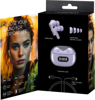 Intenso True Wireless Kopfhörer T313AE Bluetooth Buds Plus mit Akku lila