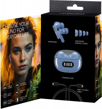 Intenso True Wireless Kopfhörer T315AE Bluetooth Buds Plus mit Akku blau