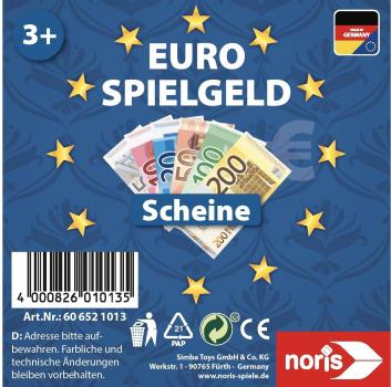 Noris Zubehör Euro Spielgeld Scheine 606521013