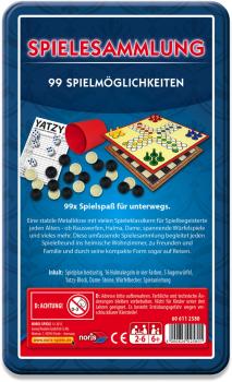 Noris Familienspiel Spielesammlung 99iger-Spielesammlung in Metallbox 606112580