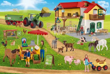 100 Teile Schmidt Spiele Kinder Puzzle Schleich Farm World Bauernhof und Hofladen mit Figur 56404