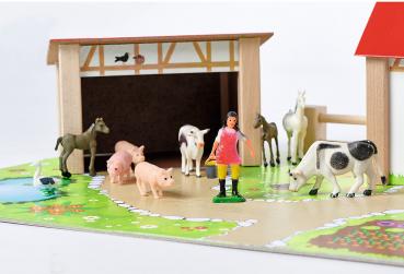 Eichhorn Spielzeug Spielwelt Tierwelt Bauernhof mit Zubehör 20 Teile 36x51cm 100004309