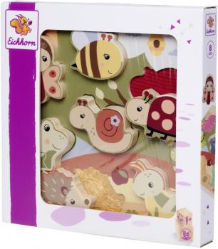 7 Teile Eichhorn Kinder Puzzle Holz Fühlpuzzle mit Stoff 100006840