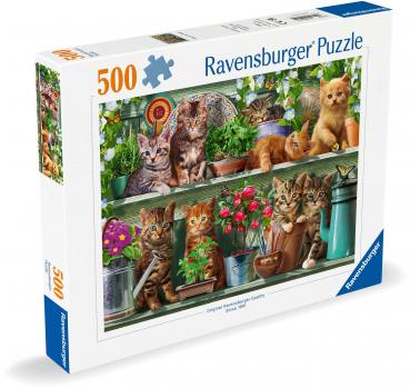 500 Teile Ravensburger Puzzle Katzen im Regal 12000205