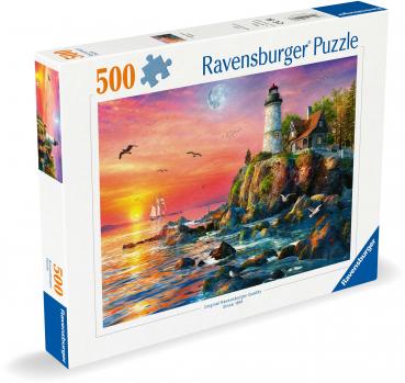 500 Teile Ravensburger Puzzle Leuchtturm am Abend 12000217