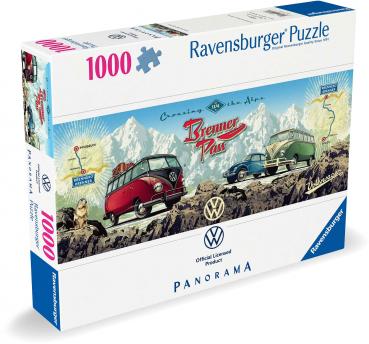 1000 Teile Ravensburger Puzzle Panorama Volkswagen T1 Mit dem VW Bulli über den Brenner 12000443