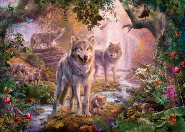 1000 Teile Ravensburger Puzzle Wolfsfamilie im Sommer 12000465