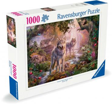 1000 Teile Ravensburger Puzzle Wolfsfamilie im Sommer 12000465