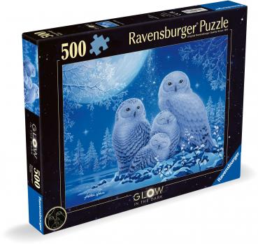 500 Teile Ravensburger Puzzle Glow in the dark Eulen im Mondschein 12000479