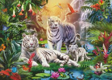 1000 Teile Ravensburger Puzzle Familie der Weißen Tiger 12000886