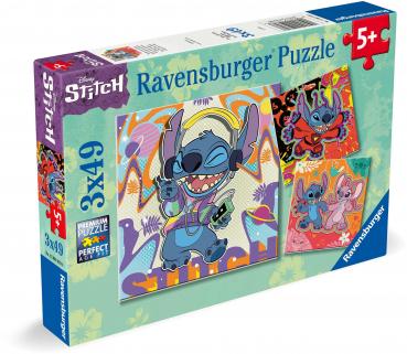 3 x 49 Teile Ravensburger Kinder Puzzle Disney Stitch Einfach nur spielen 12001070