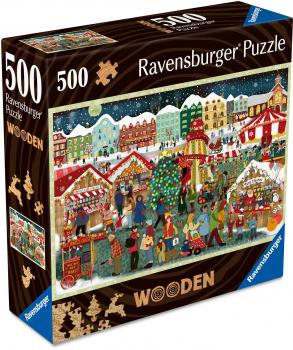 500 Teile Ravensburger Puzzle Wooden Holz Christmas Market 12001539