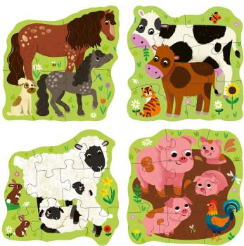 4 Puzzle 4, 6, 8, 10 Teile Ravensburger Kinder Puzzle UP! Bauernhoftiere + Wisssensheft 12004001