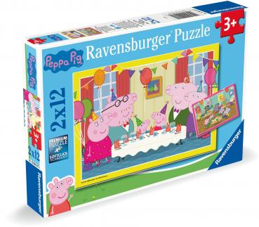 2 x 12 Teile Ravensburger Kinder Puzzle Peppa Pig Zeit zu feiern! 12004017