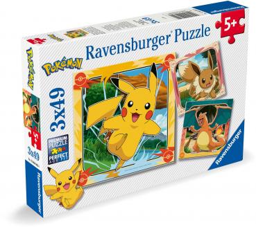 3 x 49 Teile Ravensburger Kinder Puzzle Pokémon 12004062